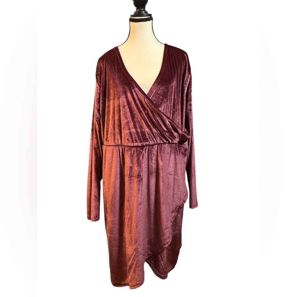 Elegant Burgundy Velvet Wrap Dress